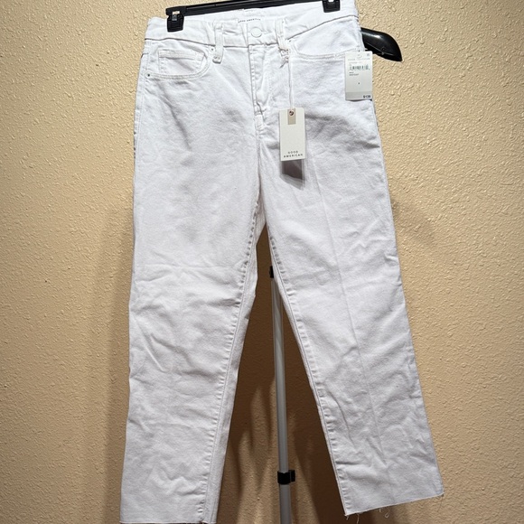 Women’s size 8P 8 petite white mid rise straight leg raw hem $139 - Picture 1 of 11